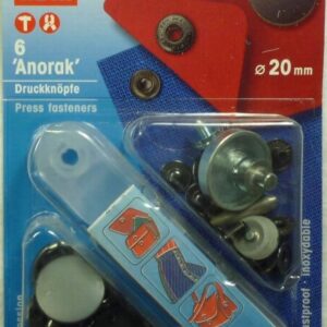 Prym Boutons-Pression d’Anorak, Plats et Mats, brunis, 20 mm, sans Couture