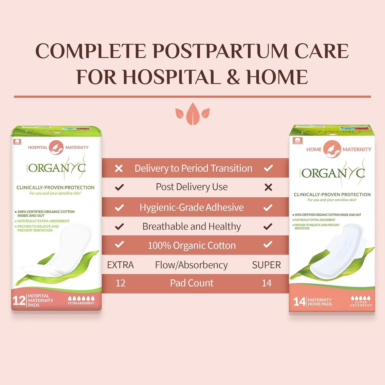 Organyc Lot de 2 packs de 12 serviettes hygiéniques de maternité en coton biologique – Image 3