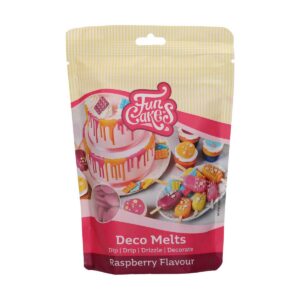 FunCakes Deco Melts Saveur Framboise - Faire fondre au micro-ondes et verser sous toutes les formes. Faites des bonbons, des sucettes et décorez des gâteaux et des cupcakes! sans AZO. 250 g.