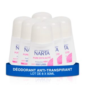 Narta - Déodorant Femme Bille - Pure Efficacité Anti-Transpirant 48h - lot de 6 x 50ml