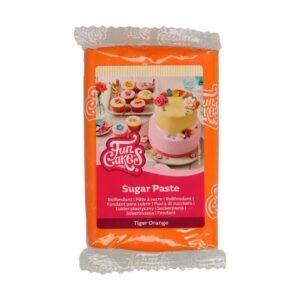 FunCakes Pâte à Sucre Tiger Orange: facile à utiliser, lisse, flexible, douce et pliable, parfaite pour la décoration de gâteaux, halal, casher et sans gluten. 250 g