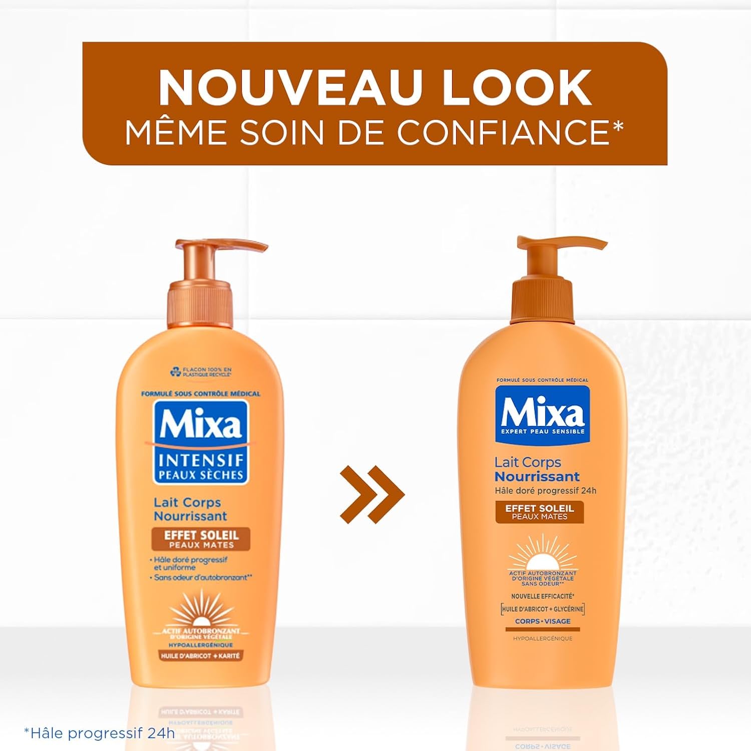 Mixa - Lot de 2 Autobronzant - Lait Corps Effet Soleil peaux mates 250ml - Hâle Doré Naturel Progressif et Uniforme – Image 6