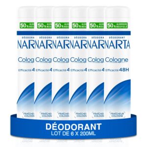 NARTA - Déodorant Femme - Cologne Spray Fraicheur Efficacité 48h - lot de 6x200ml