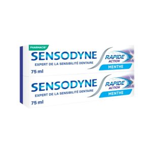Sensodyne Dentifrice Rapide Action, Soulagement Rapide Pour les Dents Sensibles, Protection Longue Durée, Menthe, Lot de 2x 75ml
