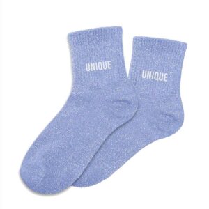 STC Chaussettes bleues à paillettes avec la mention " UNIQUE", 36-42