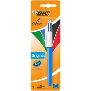 BIC 4 Couleurs Original Stylo-Bille Rétractable Pointe Moyenne (1,0 mm) - Blister de 1