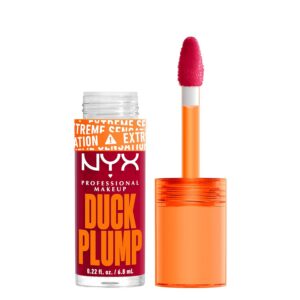 NYX Professional Makeup Laque à Lèvres Repulpante, Couleur Intense, Hautement Pigmentée, Fini Ultra-Brillant, À l'Huile de Gingembre, Vegan, Duck Plump, Teinte : Hall Of Flame