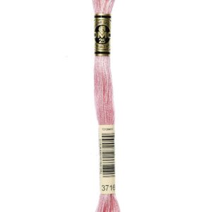 DMC 117–3716 Mouline Stranded Coton Six brins Fil à Broder Filetage, Light Dusty Rose, 8 m