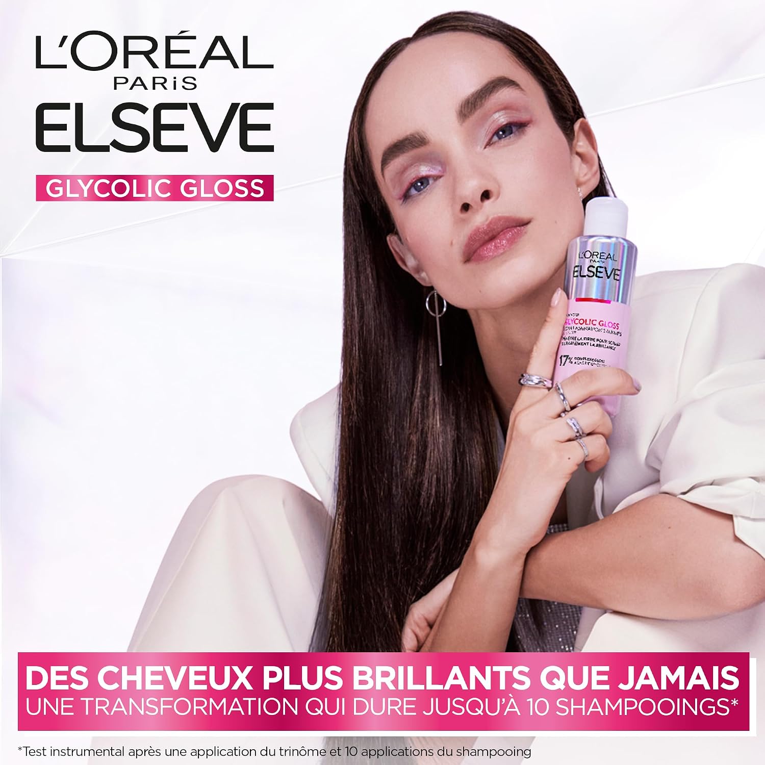 L'Oréal Paris Elvive Glycolic Gloss Après-Shampooing 150ml + Shampoing 200ml + Sérum Sans Rinçage 150ml + Traitement de Laminage 5 Minutes 200ml pour Cheveux Ternes et Poreux - 4 Flacons – Image 4