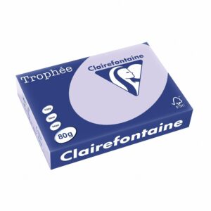 Clairefontaine - Trophee - Ramette de 500 feuilles papier couleur - 80 g - A4 - Lilas - Lot de 5