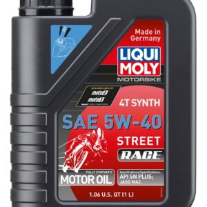 LIQUI MOLY Motorbike 4T Synth 5W-40 Street Race, 1 L, Moto d'huile moteur entièrement synthétique, SKU: 2592, neutre