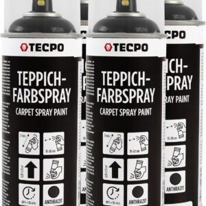 TECPO Spray de peinture pour tapis, 1 x 400 ml, couleur textile anthracite, pour tapis de voiture, tissu, caoutchouc, plastique, intérieur