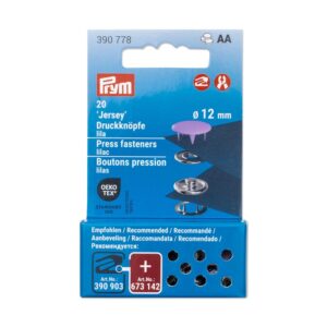 Prym 390778 Boutons pression en jersey 12 mm Violet Compatible avec Vario Creative Tool