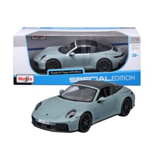 Maisto - Porsche 911 Targa 4 GTS Hybrid 2025, Échelle 1:18, Modèle Diecast avec 4 Ouvertures, Licence Porsche, Détails Soignés, Assortiment Aléatoire, Âge 3+ Ans