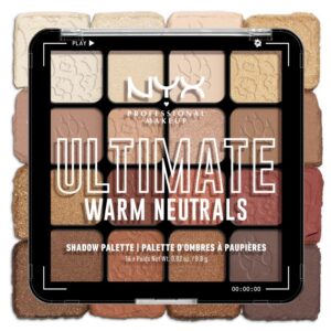 NYX Professional Makeup Palette de Fards à Paupières Ultimate Shadow, 16 couleurs, Finition Intense et Longue Durée, Formule Vegan Sans Ingrédients d'Origine Animale ou Dérivé, Warm Neutrals