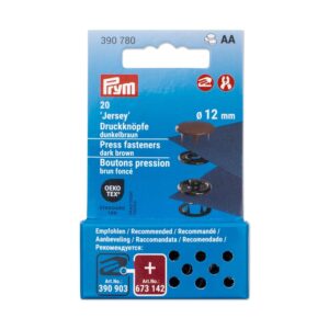 Prym 390780 Boutons-pression en jersey 12 mm Marron foncé Compatible avec Vario Creative Tool