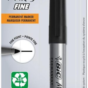 BIC Marking Fine ECOlutions Marqueur Permanent à Pointe Conique Fine - Noir, Blister de 1