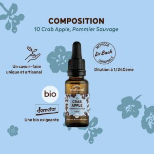 Alternative view of Pranarôm BIOFLORAL - 10 Crab Apple, Pommier Sauvage BIO DEMETER - Espoir - Fleur de Bach Authentique - Compte-gouttes 20 ML
