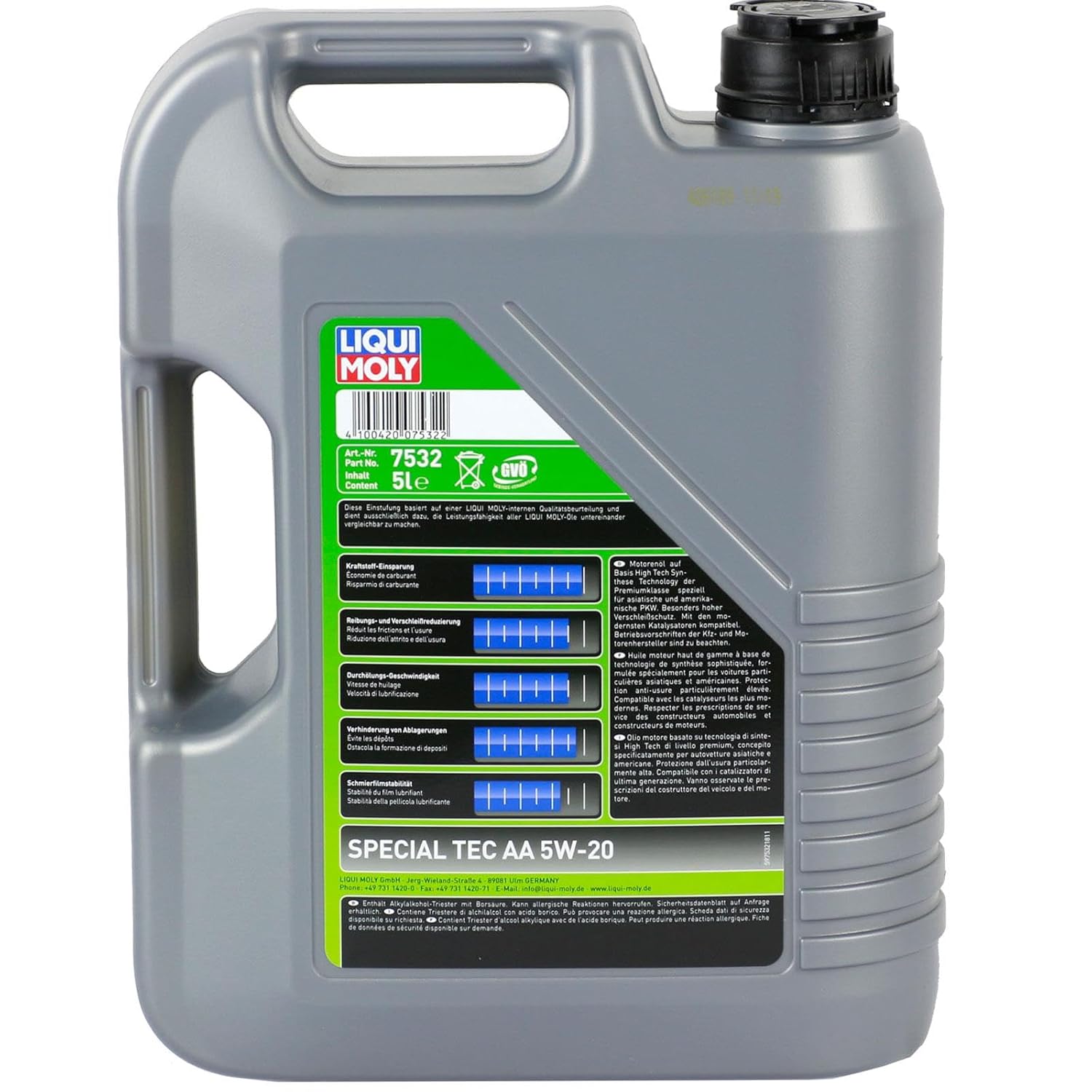 Liqui Moly 7532 huile à faible friction AA spécial 5 W-20, 5 L – Image 3