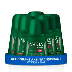 Narta - Déodorant Homme Bille - Fraicheur Classique Anti-Transpirtant Efficacité 48h Sans Alcool - lot de 6 x 50ml