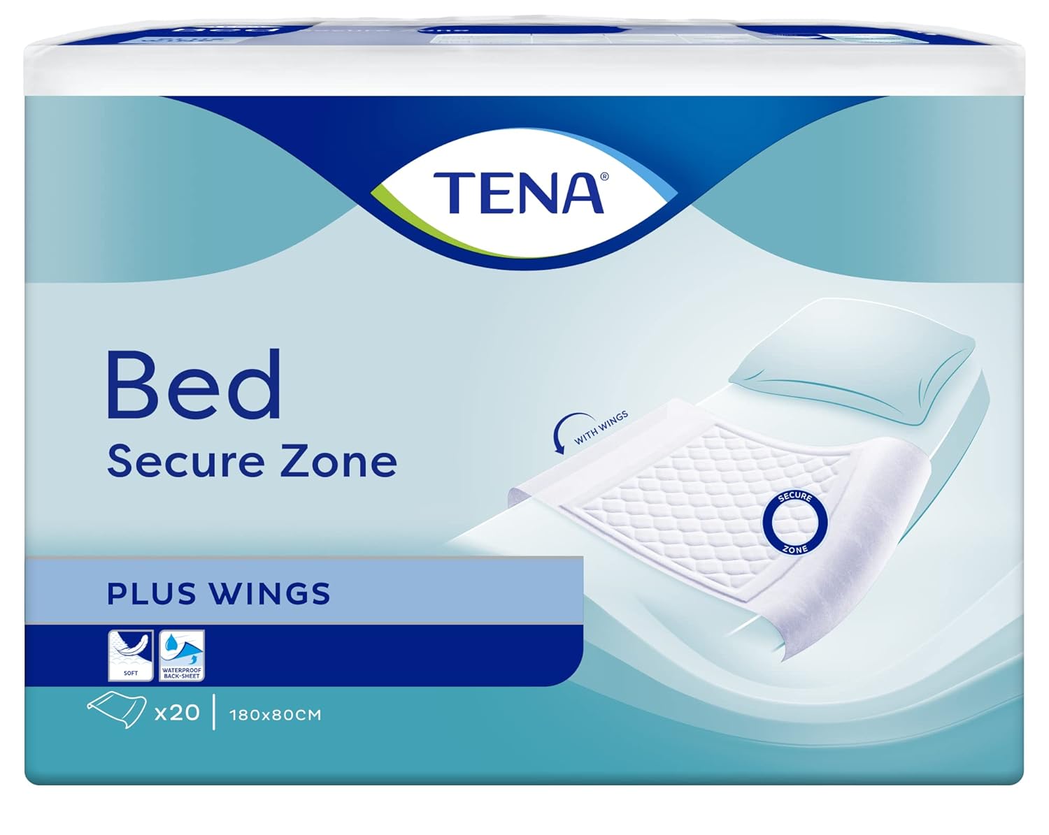 TENA BED PLUS WINGS 80X180CM - CARTON DE 4 SACHETS DE 20 ALESES