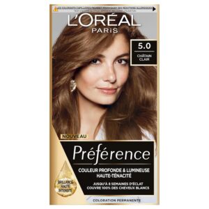 L’ORÉAL PARIS - Coloration Cheveux Permanente - Longue Durée & Lumineuse - Couvre 100% des Cheveux Blancs - Préférence - Nuance : Bruges (5.0), Châtain Clair