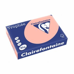 Clairefontaine - Trophee - Ramette de 500 feuilles papier couleur - 80 g - A4 - Pêche - Lot de 5