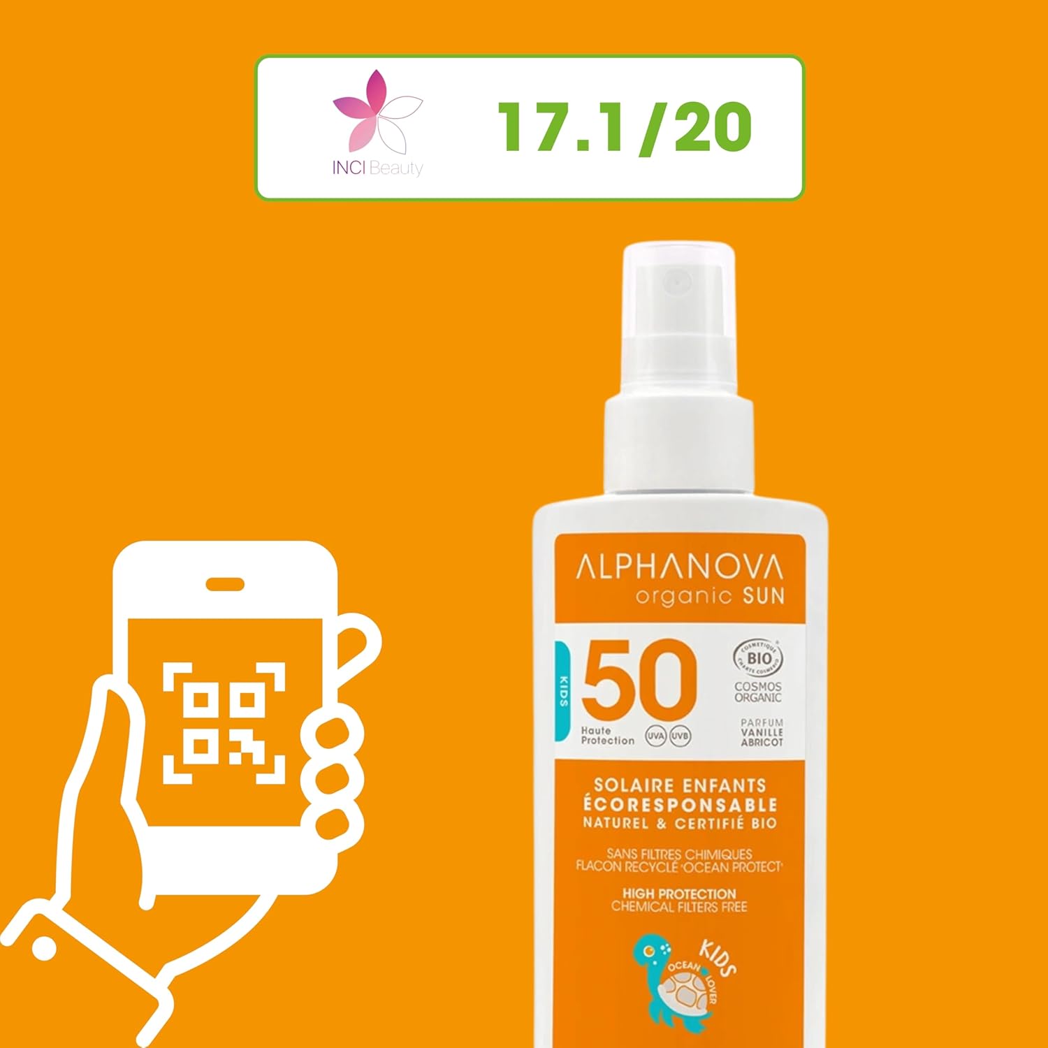 ALPHANOVA Spray solaire Enfants SPF 50 - Naturel et Bio - parfumé - Filtre minéral naturel -125g – Image 5