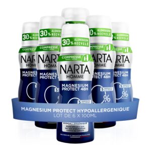 Narta - Déodorant Homme - Magnesium Protect Hypoallergénique - Spray Compressé - Lot de 6 x 100 ml