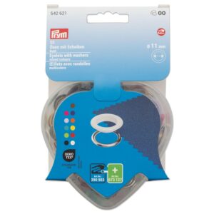 Prym 542621 Œillets avec rondelles multicolores dans une boîte en forme de cœur, 11 mm, compatible avec Vario Creative Tool