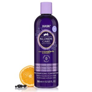 HASK HASK Après-shampoing blond pour toutes les nuances de blond, sans danger pour les couleurs, 355 ml, 1 pièce