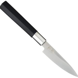 KAI Wasabi Black Couteau Utilitaire 10,0 cm de longueur de lame - acier inoxydable poli 6A/1K6 58 (±1) HRC - poignée en polypropylène noir - couteau polyvalent - Fabriqué au Japon