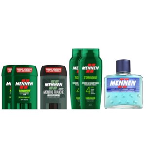 Mennen - Routine Hygiène Homme - 2x Déodorants Stick Tonique, 1x Déodorant Menthe Fraîche, 2x Gels douche Tonique, 1x Lotion Après-Rasage