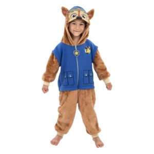 Chaks - Combinaison Chase pour Enfants, Combi Officielle Pat’ Patrouille avec Capuche, Tenue Douillette pour Le Carnaval et Le Quotidien