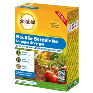 SOLABIOL Bouillie Bordelaise - 300g - 75L De Solution - Granulés A Dissoudre - Fongicide Polyvalent - Traitement Préventif & Traditionnel - Mildiou Tavelure Cloque Du Pêcher - Coloration Bleue SOBB300