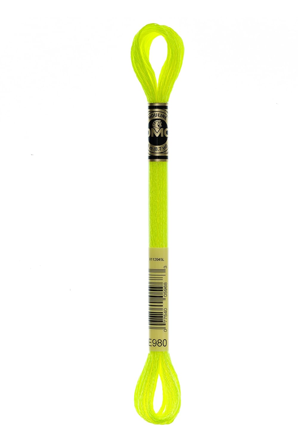 DMC 317W-E980 Fil à broder en polyester avec effets de lumière, 8 m, jaune fluo