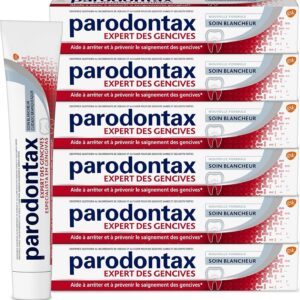 Parodontax Dentifrice Soin Blancheur, Action Anti-Tartre, Aide à Arrêter et Prévenir Le Saignement Des Gencives, Goût Amélioré, Lot de 6x75ml