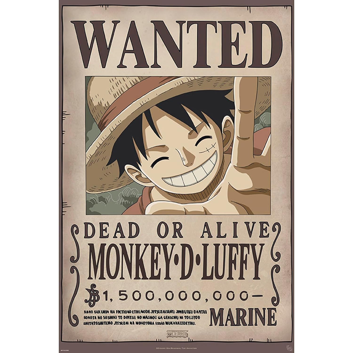 ABYSTYLE - One Piece - Poster - Wanted Luffy New 2 (91,5 x 61 cm)