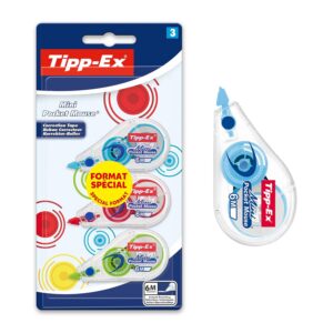 Tipp-Ex Mini Pocket Mouse Rubans Correcteurs 6 m x 5 mm - Couleurs Fantaisies Assorties, Blister Format Spécial de 3