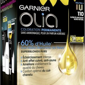 Garnier Coloration Permanente - Sans Ammoniaque - Aux Huiles Naturelles de Fleurs - Superblonds Purs - Blond Naturel (110) - Olia
