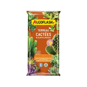 Algoflash Terreau Cactées et Plantes Grasses, Utilisable en Agriculture Biologique - 6 L, Marron