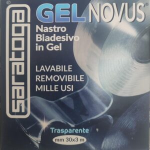 SARATOGA Gel NOVUS Ruban adhésif double face en gel, transparent, 30 mm x 3 m, lavable et réutilisable, pour l'intérieur et l'extérieur