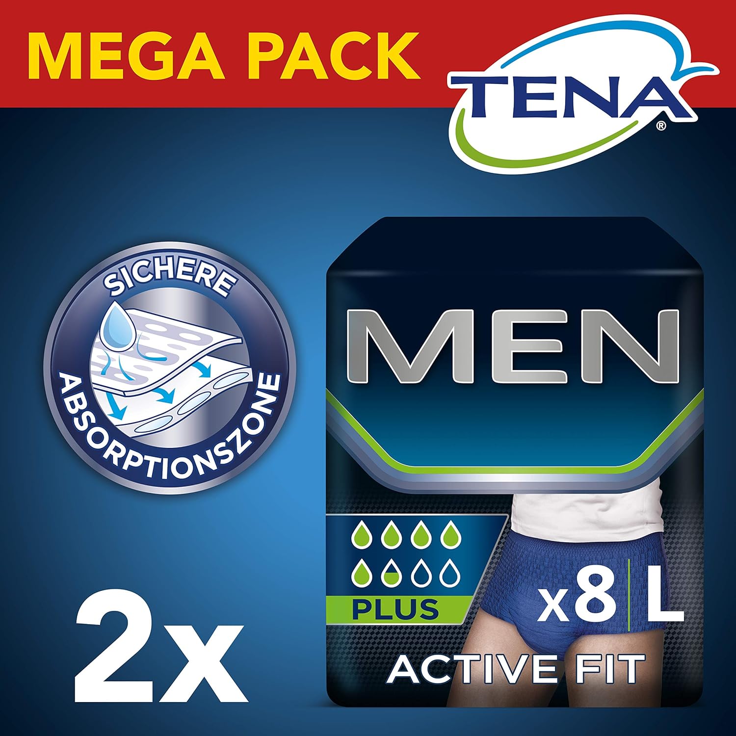 Tena Lot de 2 X 8 pantalons Active Fit Plus Taille L
