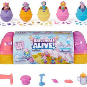 HATCHIMALS ALIVE - Boîte 5 Oeufs + Accessoires - Boîte Oeufs 6 Figurines À Collectionner Et 11 Accessoires - A Faire Eclore Avec De L'Eau - Figurine - Transport Facile - Jouet Enfant 3 Ans et +