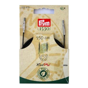 Prym Corde et Accessoires pour Aiguilles à Tricoter circulaires Natural 150 cm, Metal, Noir