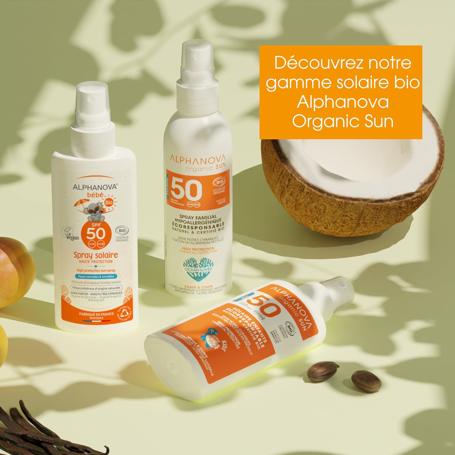 ALPHANOVA Spray solaire Enfants SPF 50 - Naturel et Bio - parfumé - Filtre minéral naturel -125g – Image 6