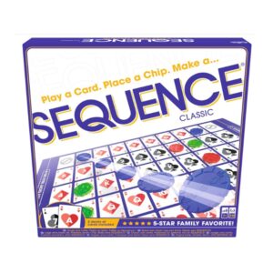 Sequence - Jeux de Société Famille et Enfants dès 7 Ans - Alignez 5 Pions pour Faire une Séquence - Jeu de Stratégie Divertissant avec Rebondissements - Jeu De Cartes - De 2 à 12 joueurs