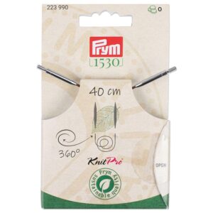 Prym 223990 Corde en plastique naturel et accessoires rotatifs à 360° 40 cm Corde interchangeable pour aiguilles à tricoter circulaires et crochets tunisiens, marron