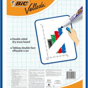 BIC Velleda Tableau Double Face Effaçable à Sec (44 x 55 cm) - Bleu, Pack de 1