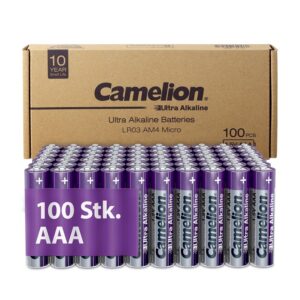 Camelion Piles Ultra Alcalines AAA Piles AAA Pack de 100, Piles 10 Ans de Durée de Conservation, Respectueuses de l'environnement, Pile AAA, Batterie pour Appareil Photo Numérique, Lumières de Noël